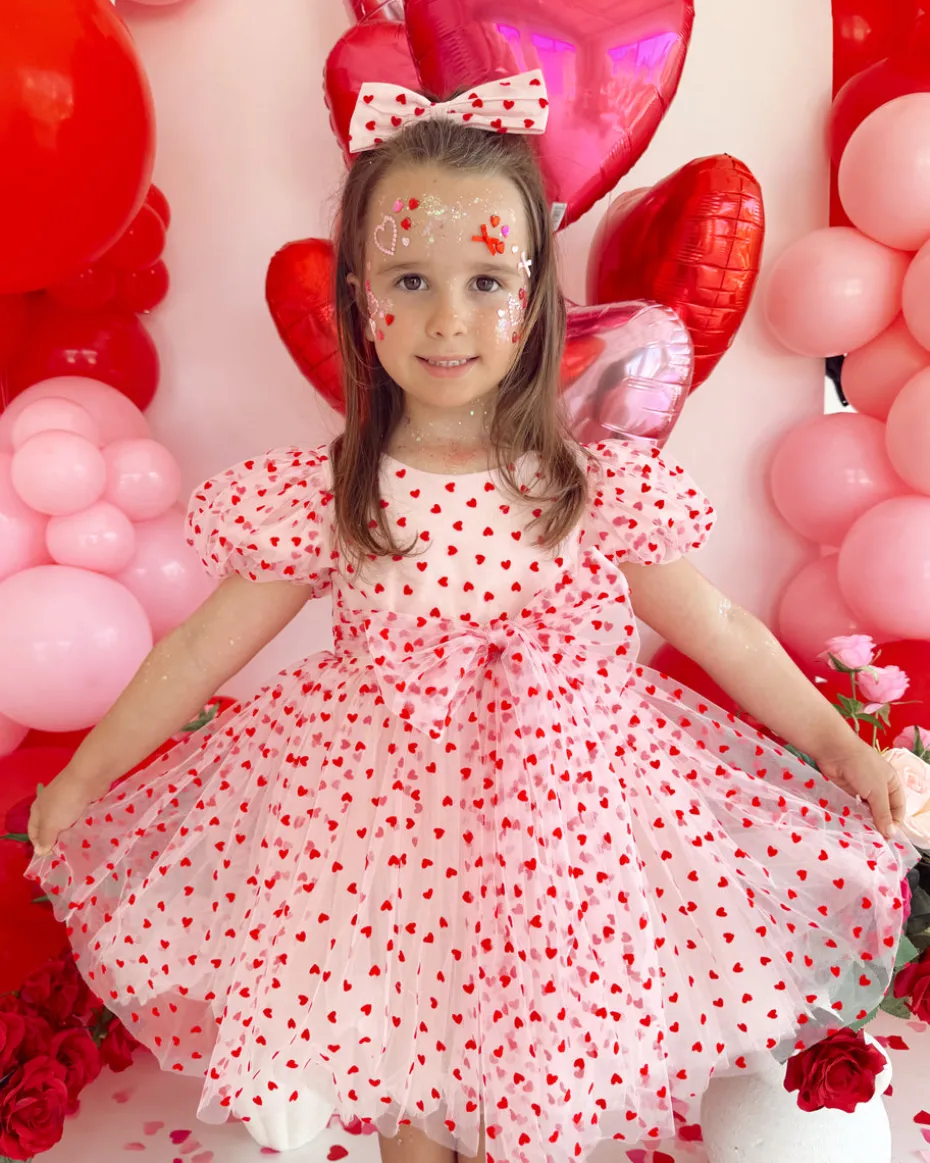 Sweetheart Pink Heart Girls Party Dress