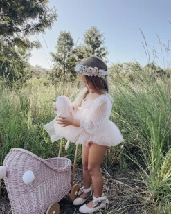 Swiss Dot Bloom Pink Rose Baby Girl Romper Romper