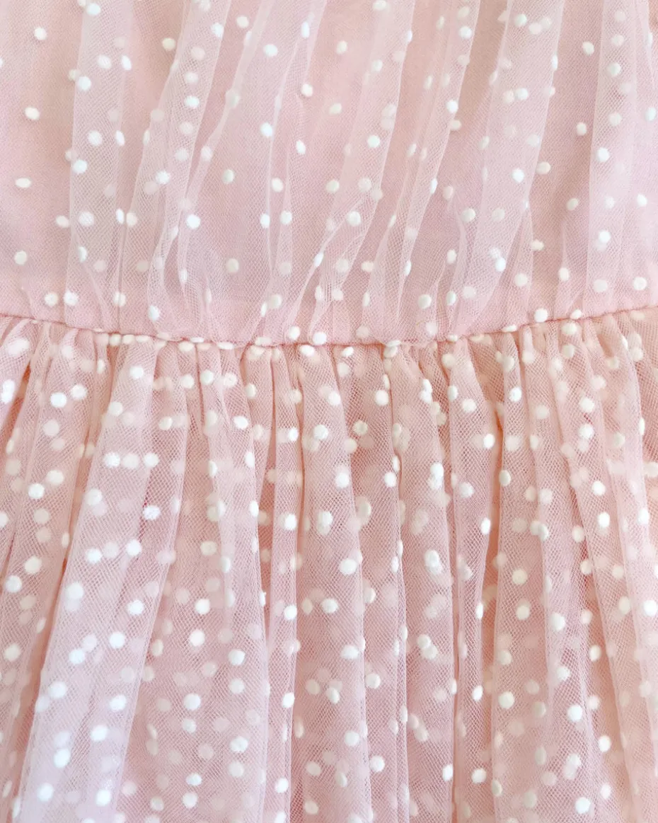 Swiss Dot Bloom Pink Rose Baby Girl Romper Romper