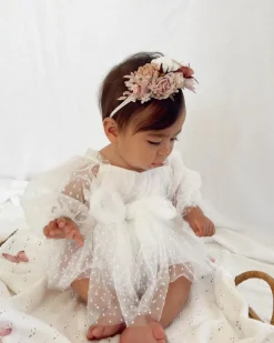 Swiss Dot Bloom White Baby Girl Romper