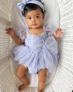 Swiss Dot Periwinkle Baby Girl Tulle Hair Accessories