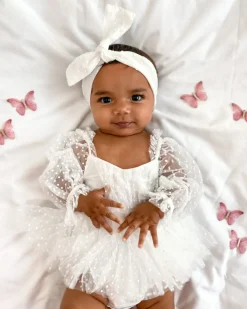 Swiss Dot White Baby Girl Tulle Hair Accessories