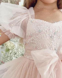 Tallulah Pearl Pastel Pink Sparkle Sequin Girls Party Dress