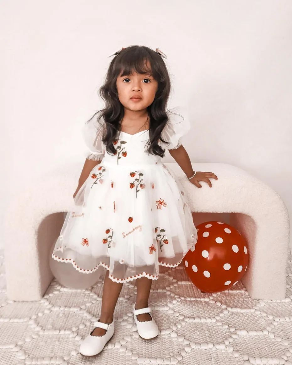 Tea Party Girls Party Dress - White