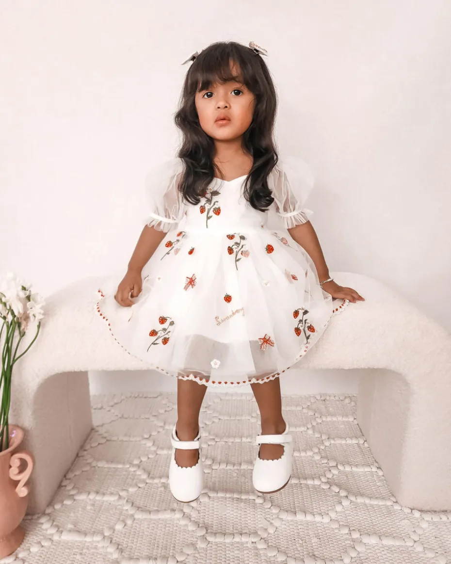 Tea Party Girls Party Dress - White