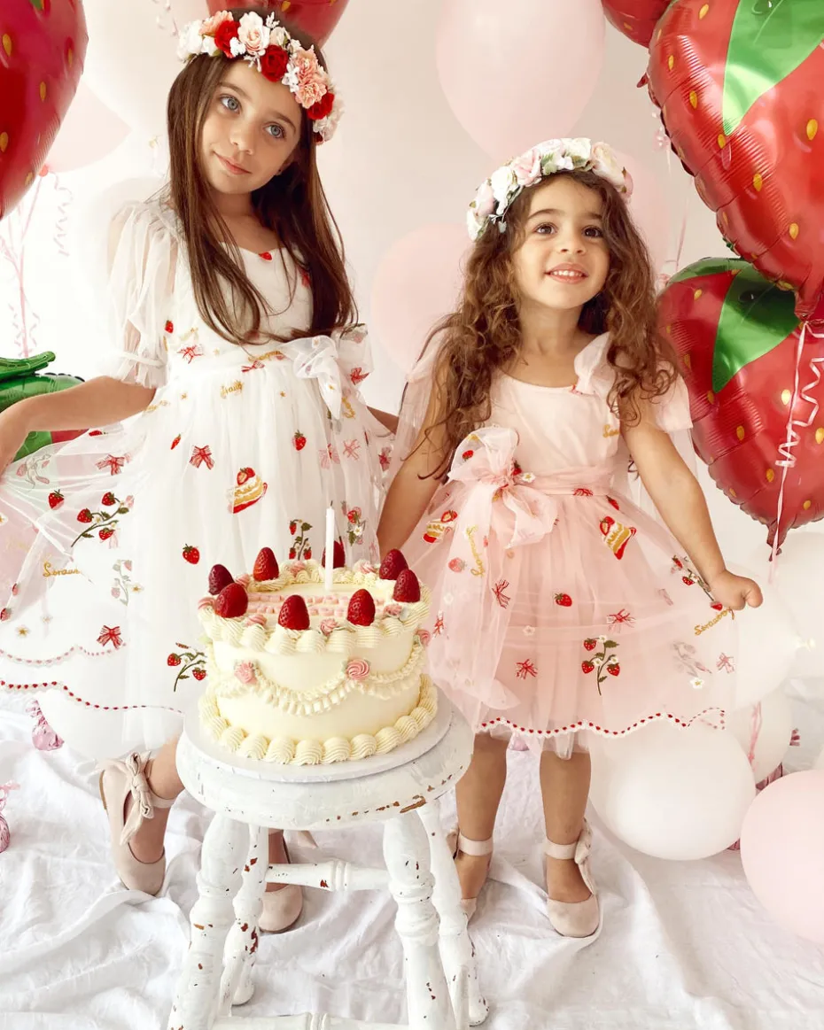 Tea Party Girls Party Dress - White