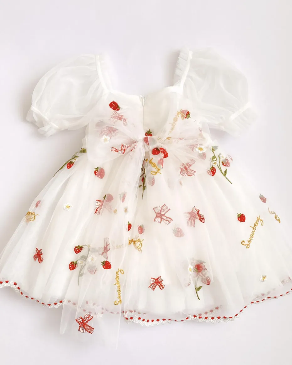 Tea Party Girls Party Dress - White