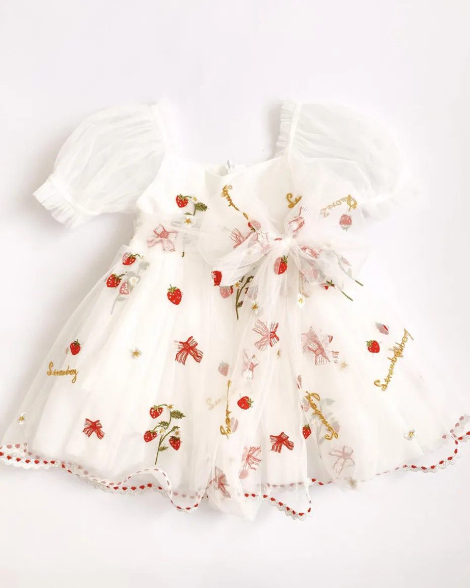Tea Party Girls Party Dress - White
