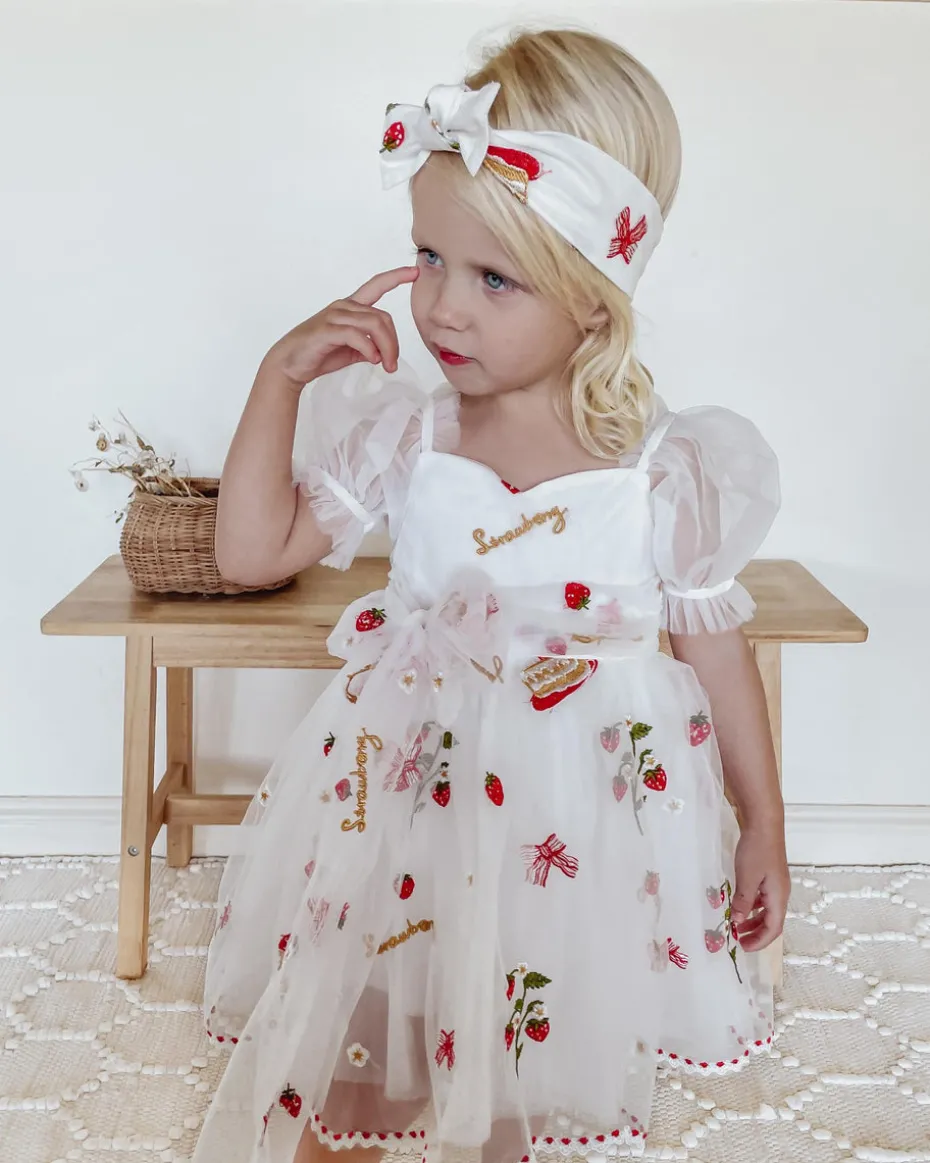 Tea Party Girls Party Dress - White