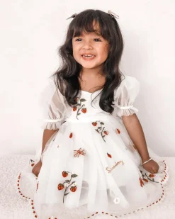 Tea Party Girls Party Dress - White