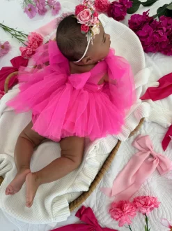 Theodora Fuchsia Pink Sequin Baby Girl Romper