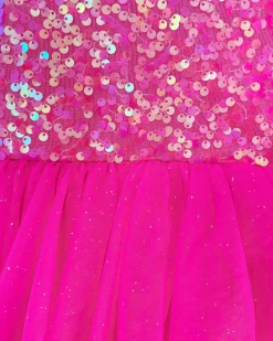Theodora Fuchsia Pink Sequin Baby Girl Romper