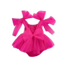 Theodora Fuchsia Pink Sequin Baby Girl Romper