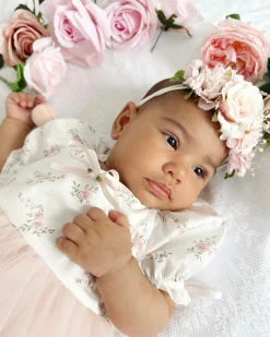 Thumbelina Pink Floral Stretch Baby Girl Flower Crown