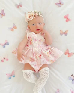 Thumbelina Pink Floral Stretch Baby Girl Flower Crown