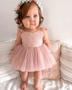 Trixie Belle Dusty Rose Tutu Baby Girl Romper