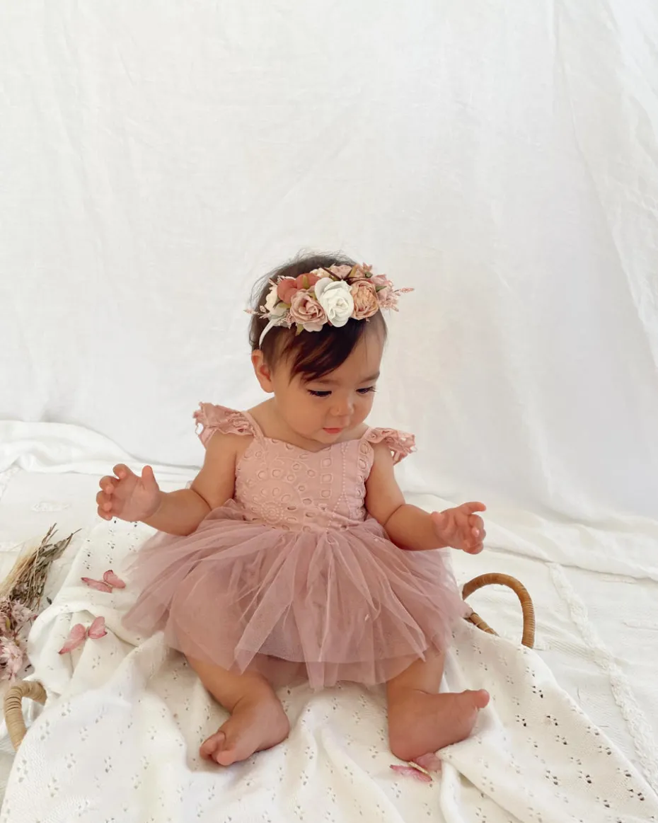 Trixie Belle Dusty Rose Tutu Baby Girl Romper