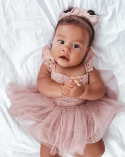 Trixie Belle Dusty Rose Tutu Baby Girl Romper