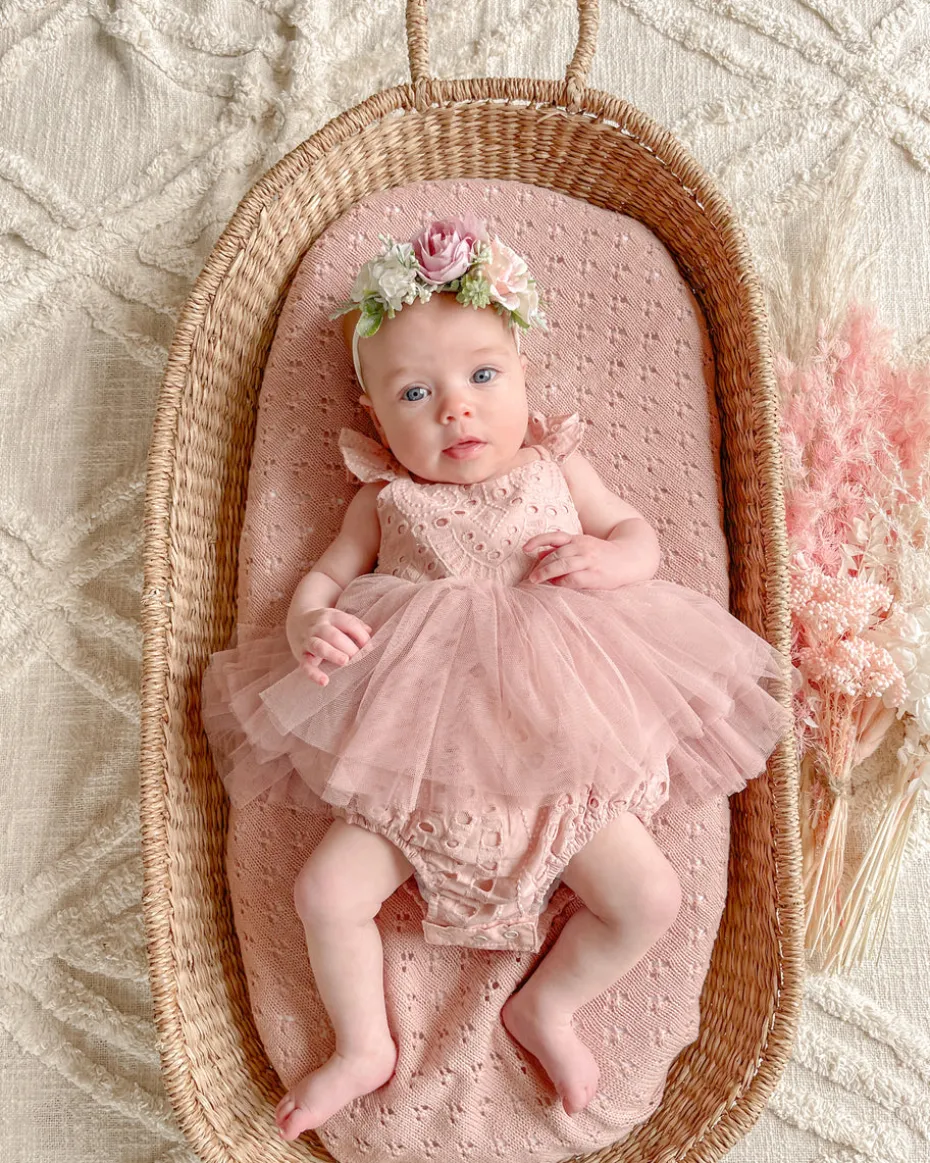 Trixie Belle Dusty Rose Tutu Baby Girl Romper