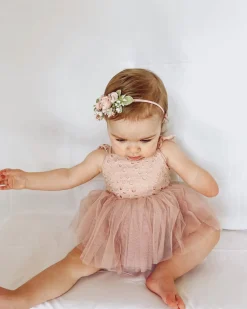 Trixie Belle Dusty Rose Tutu Baby Girl Romper