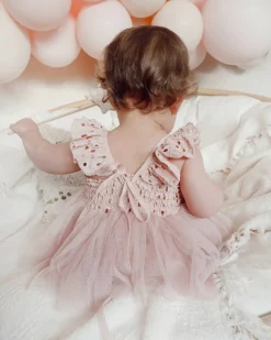 Trixie Belle Dusty Rose Tutu Baby Girl Romper