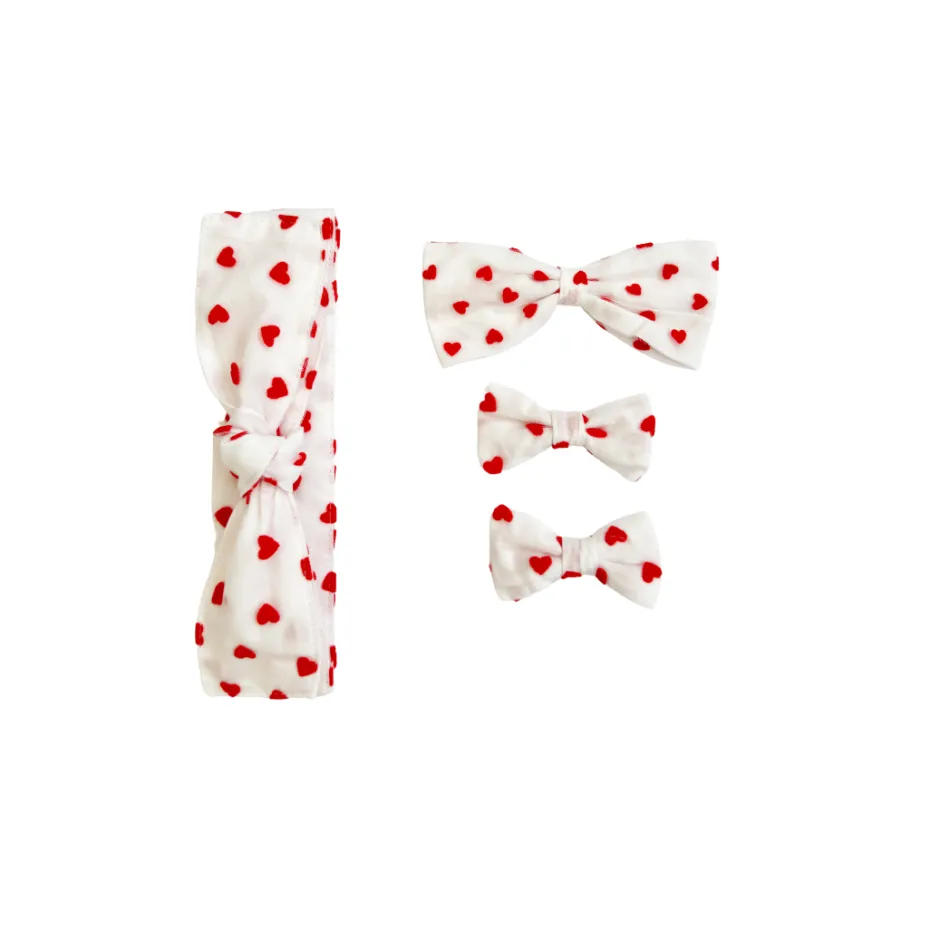 Valentina White Heart Baby Girl Tulle Hair Accessories
