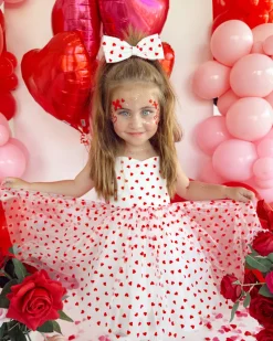 Valentina White Heart Baby Girl Tulle Hair Accessories
