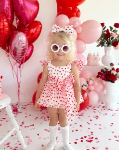 Valentina White Heart Baby Girl Romper