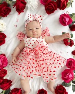 Valentina White Heart Baby Girl Tulle Hair Accessories