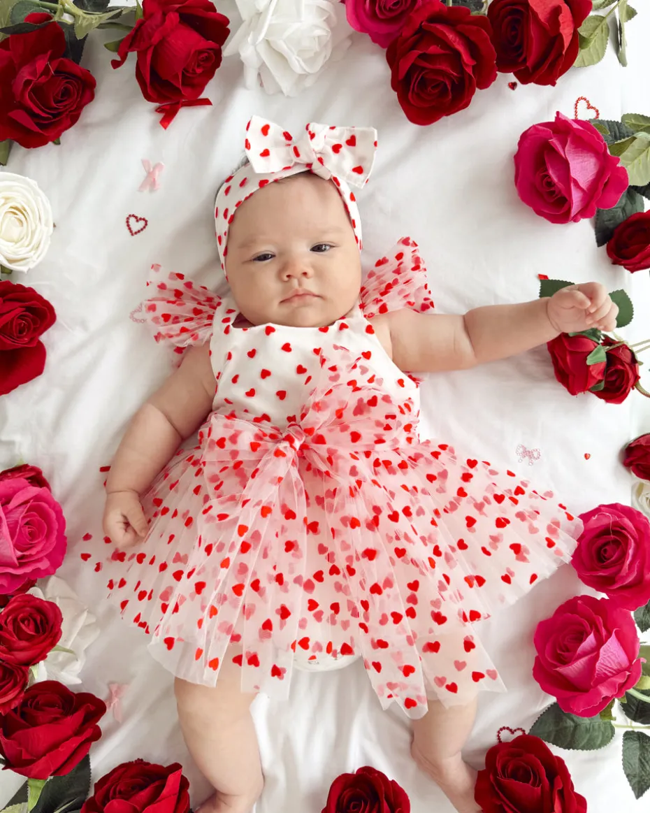 Valentina White Heart Baby Girl Tulle Hair Accessories