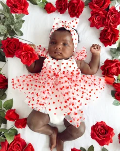 Valentina White Heart Baby Girl Romper