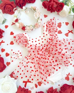 Valentina White Heart Baby Girl Romper