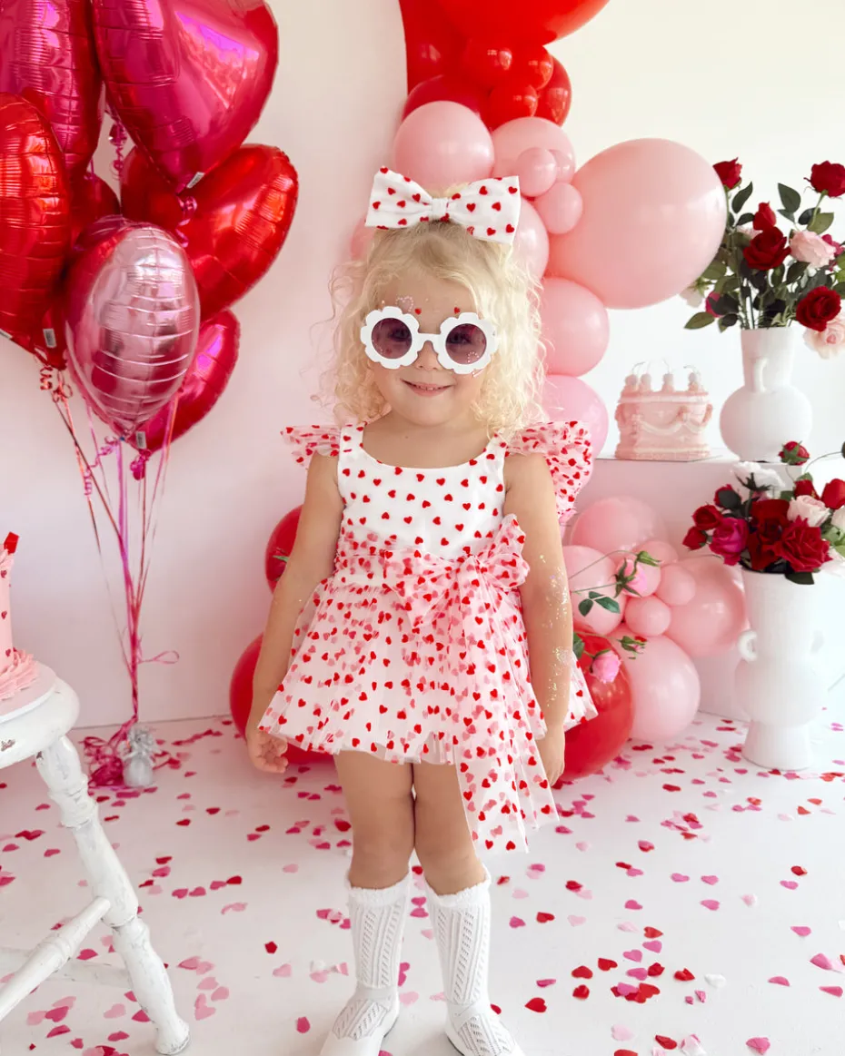 Valentina White Heart Baby Girl Tulle Hair Accessories