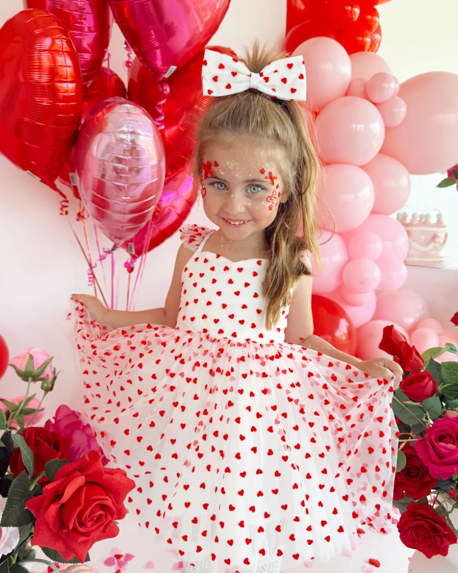 Valentina White Heart Baby Girl Tulle Hair Accessories
