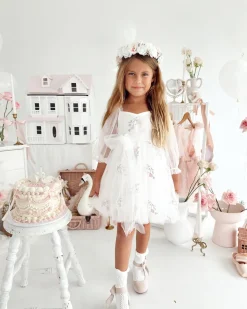 White Aurora Girls Party Dress