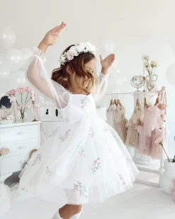 White Aurora Girls Party Dress