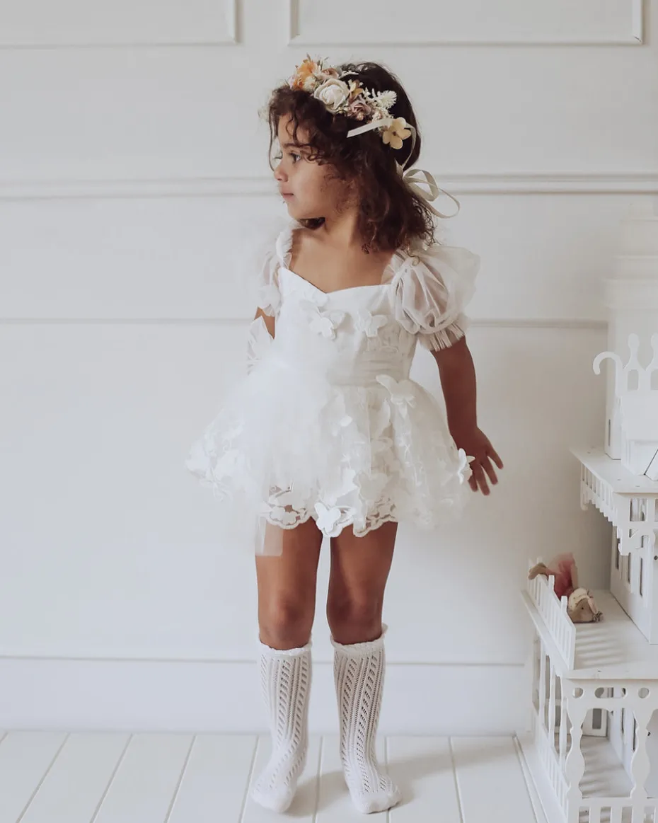 White Butterfly Kisses Baby Girls Romper
