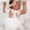 White English Rose Baby Girl Romper