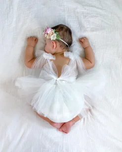 White English Rose Baby Girl Romper