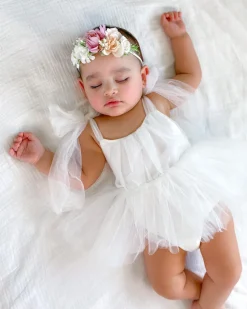 White English Rose Baby Girl Romper
