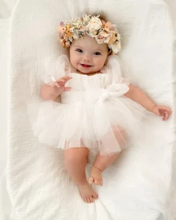 White Flower Fairy Baby Girl Romper