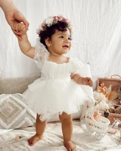 White Flower Fairy Baby Girl Romper