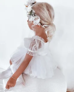 White Flower Fairy Baby Girl Romper