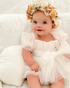 White Flower Fairy Baby Girl Romper