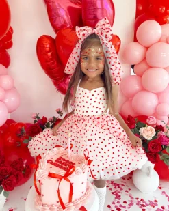 White Heart Tulle Girls Hair Bow