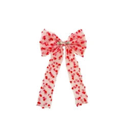 White Heart Tulle Girls Hair Bow