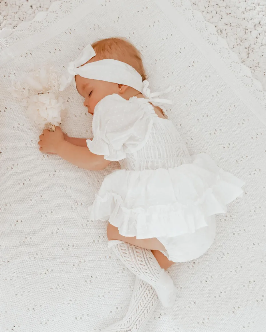 White Lila Baby Girl Romper