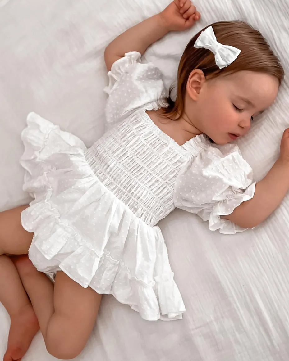 White Lila Baby Girl Romper