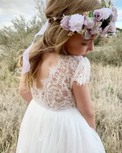 White Magnolia Flower Girl Dress