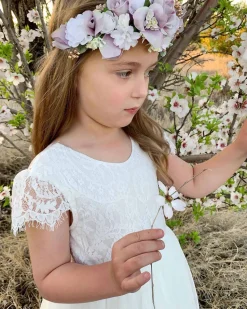 White Magnolia Flower Girl Dress